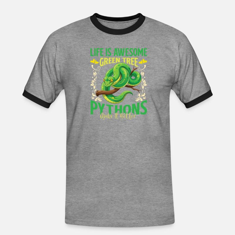 Grønt træ Python - Herre kontrast-T-shirt - grå meleret/sort