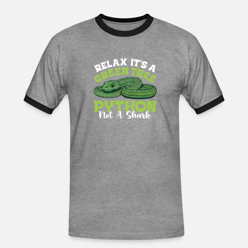 Green Tree Python - Männer Kontrast-T-Shirt - Grau meliert/Schwarz