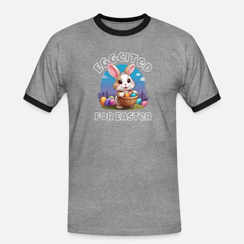 Eggcited for Easter - Men's Ringer Shirt - heather grey/black