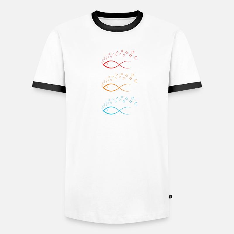 Conception de poisson coloré avec des bulles Conception de poisson coloré T-shirt contrasté Homme