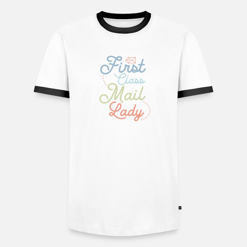 First Class Mail Lady Postal Worker Mail Men's Ringer Shirt