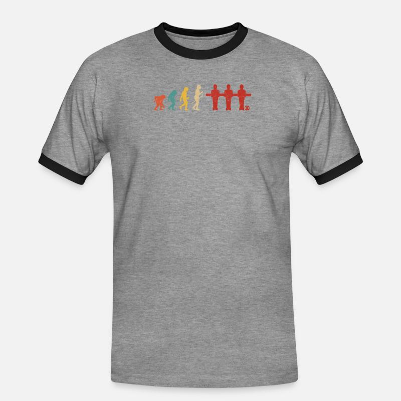 Tischkicker Evolution Kicker Geschenk Tischfußball - Männer Kontrast-T-Shirt - Grau meliert/Schwarz