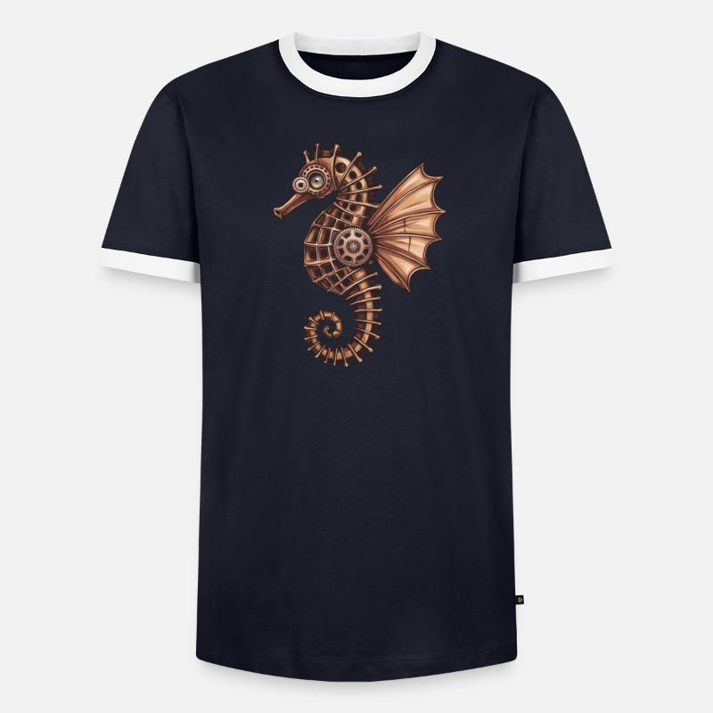 Design complexe d’hippocampe Steampunk T-shirt contrasté Homme