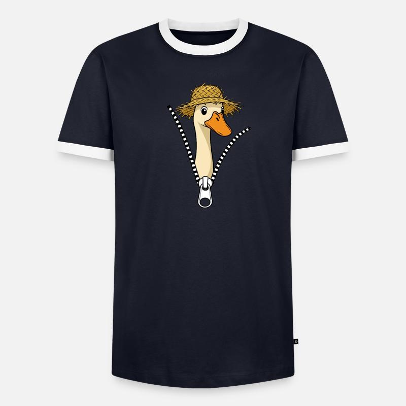 Canard de course avec noix de paille qui se zippe à travers la fermeture éclair T-shirt contrasté Homme