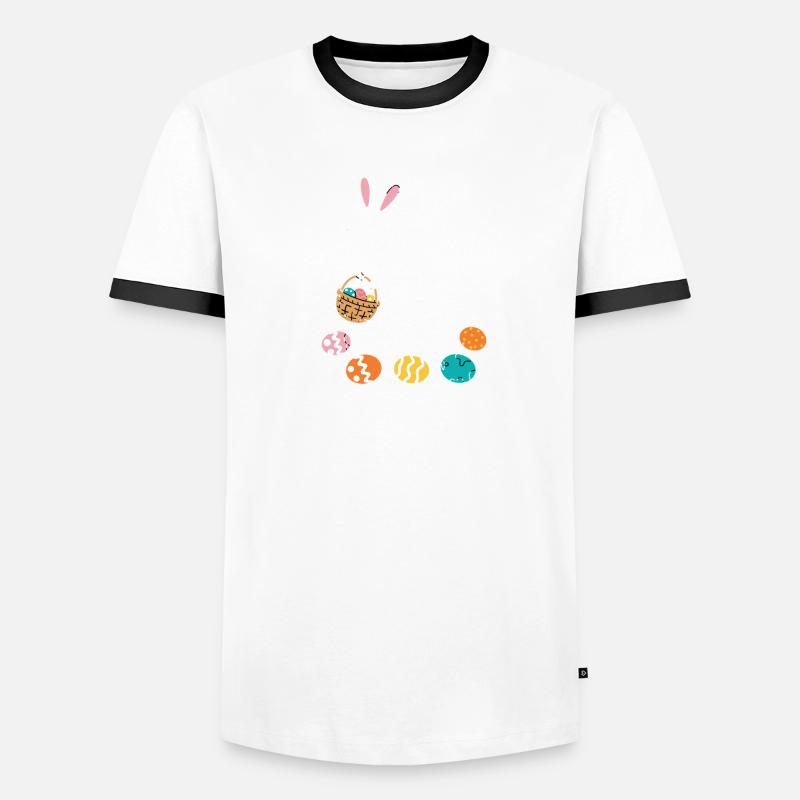 Easter Bunny Skeleton Dino with Easter Eggs Basket Men's Ringer Shirt