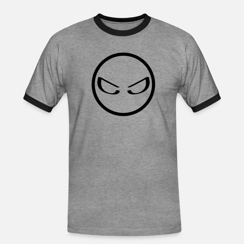 Kopf - Männer Kontrast-T-Shirt - Grau meliert/Schwarz