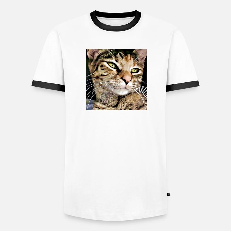 Portrait de chat tabby T-shirt contrasté Homme
