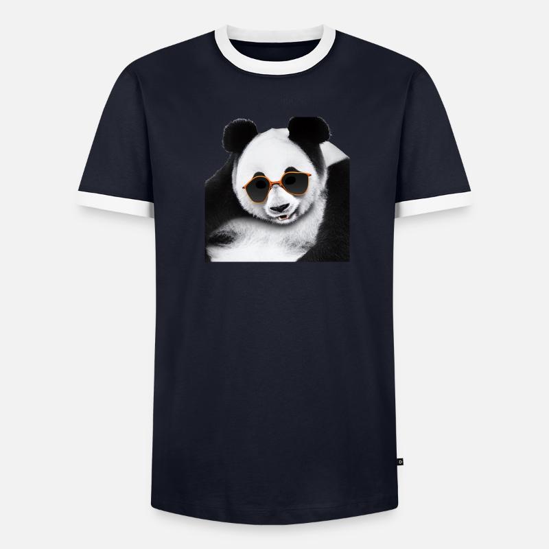 Panda hanging Männer Kontrast-T-Shirt