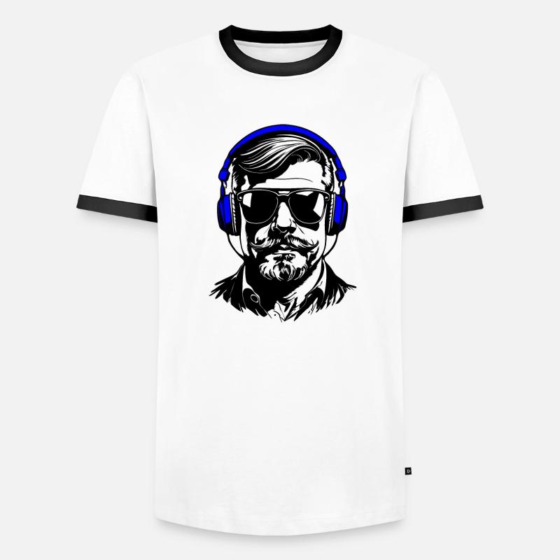 Mann mit Kopfhörer Männer Kontrast-T-Shirt