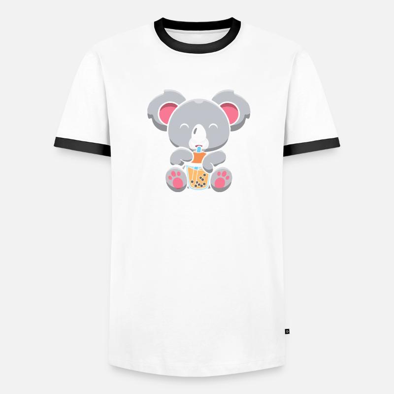 Bubble Milk Tea Koala Drinking Boba Milk Tea Männer Kontrast-T-Shirt