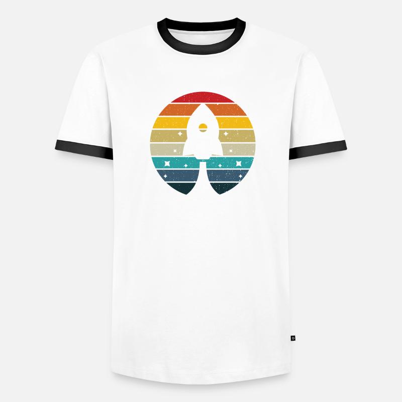 Fusée rétro de décollage de coucher du soleil fusée d’eau et modèle T-shirt contrasté Homme