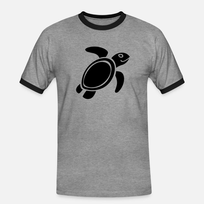 Schildkröte - Männer Kontrast-T-Shirt - Grau meliert/Schwarz