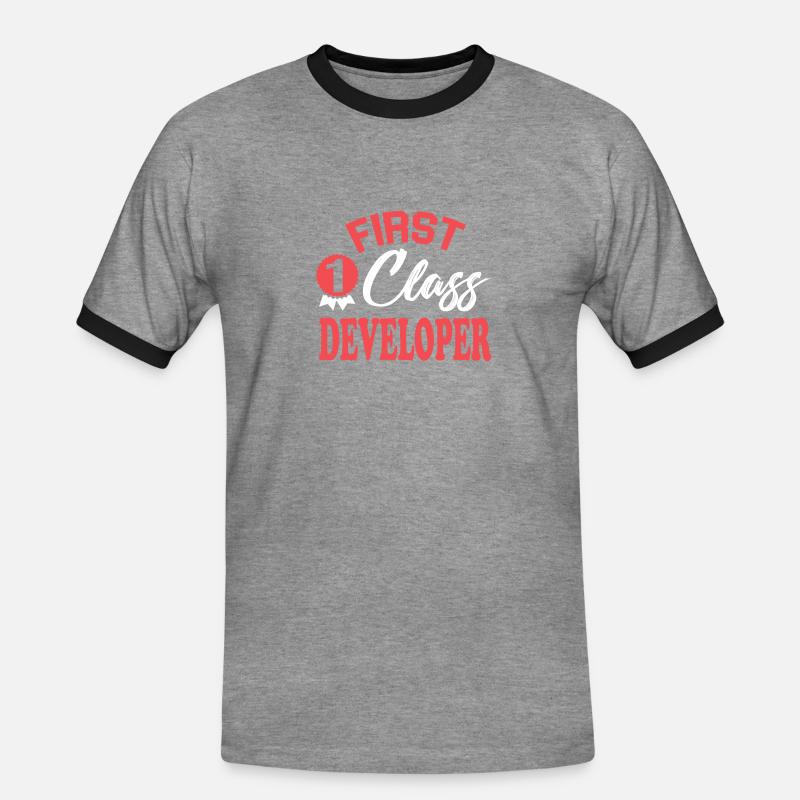 First-class developer - Men's Ringer Shirt - heather grey/black