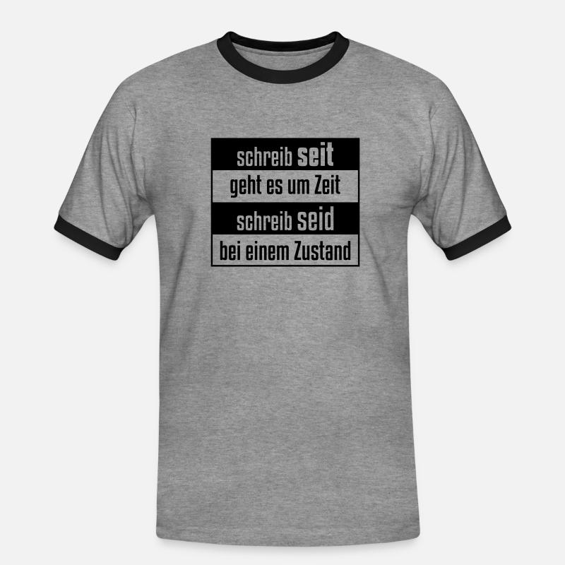 Schreibt man seit oder seid? - Männer Kontrast-T-Shirt - Grau meliert/Schwarz