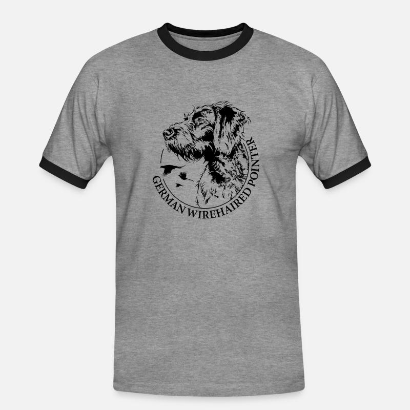German Wirehaired Pointer Jagdhunde Wilsigns - Männer Kontrast-T-Shirt - Grau meliert/Schwarz