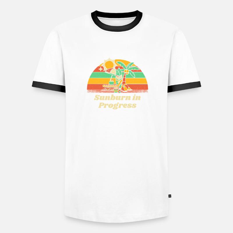 Sunburn in Progress Sunbathing Beach Tanning Men's Ringer Shirt