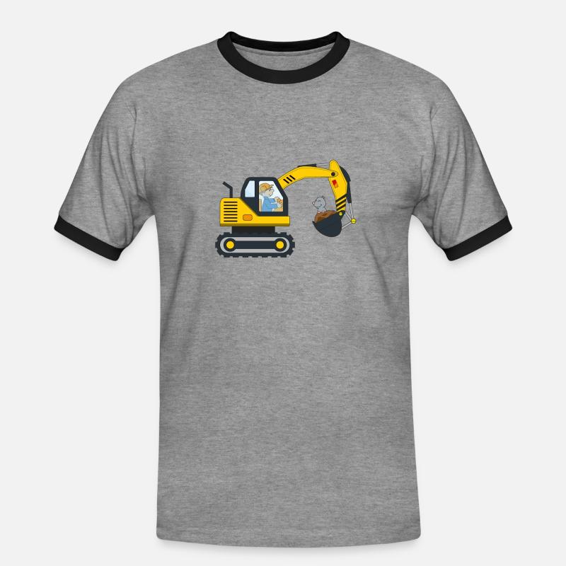 Bagger Baustelle Berufe Baggerfahrer Geschenk - Männer Kontrast-T-Shirt - Grau meliert/Schwarz