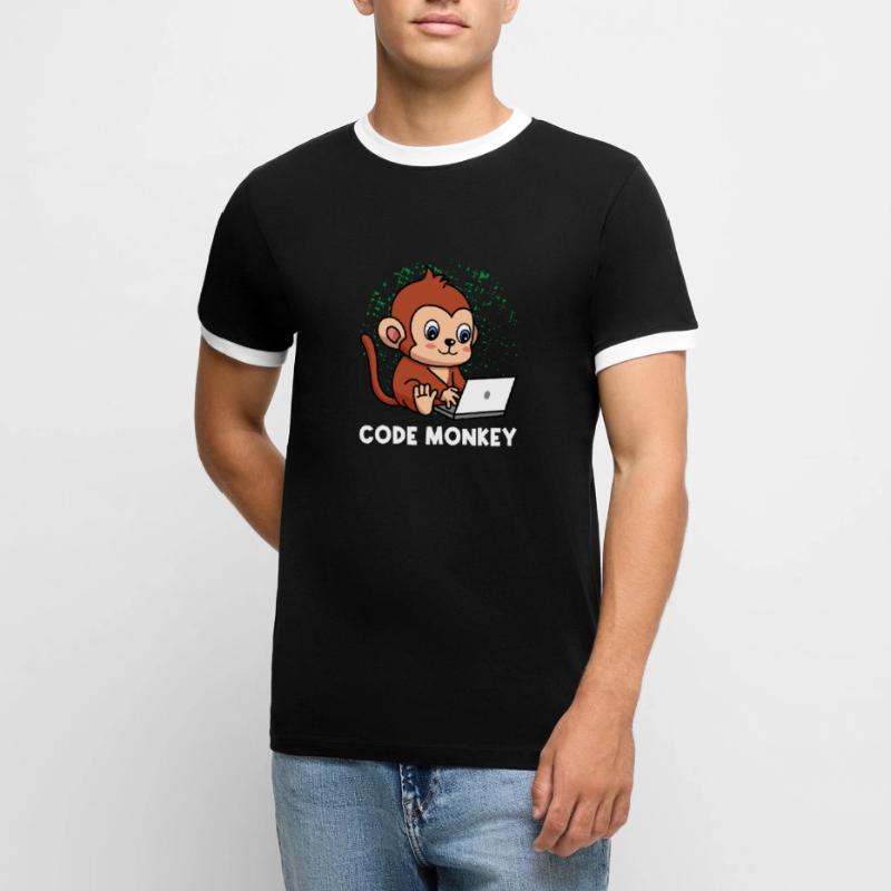 Code Monkey Programming Coder Computer Geek Develo Männer Kontrast-T-Shirt