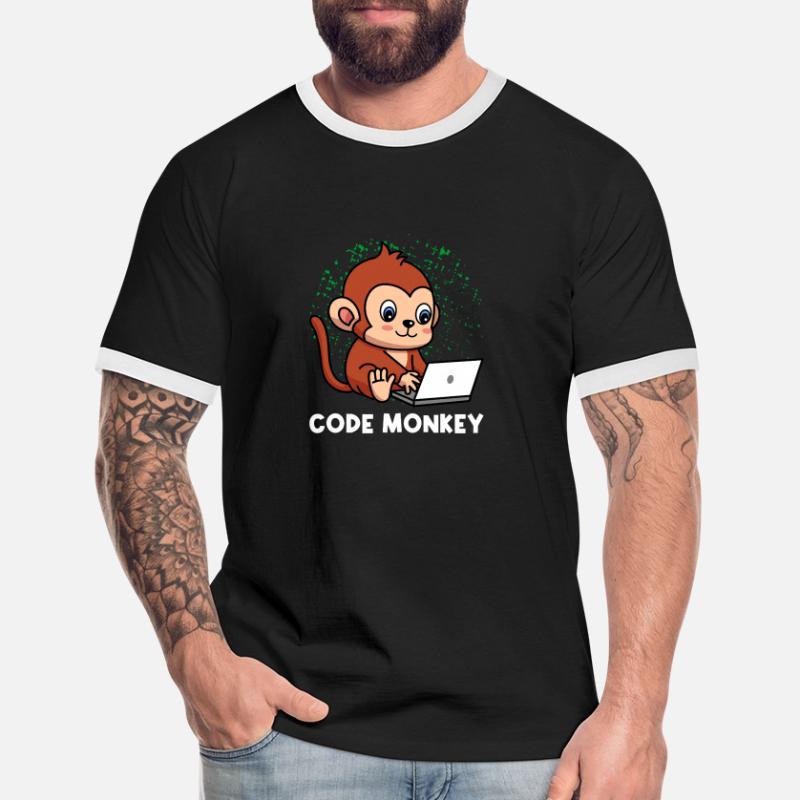 Code Monkey Programming Coder Computer Geek Develo Männer Kontrast-T-Shirt