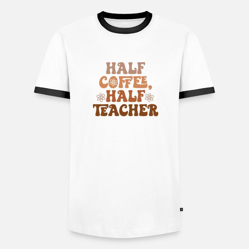 Half Coffee half Teacher Halb Kaffee halb Lehrer Männer Kontrast-T-Shirt