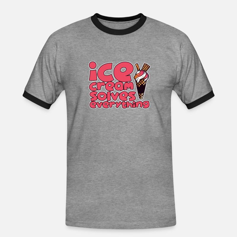 Ice Cream Solves Everything 2 - Männer Kontrast-T-Shirt - Grau meliert/Schwarz