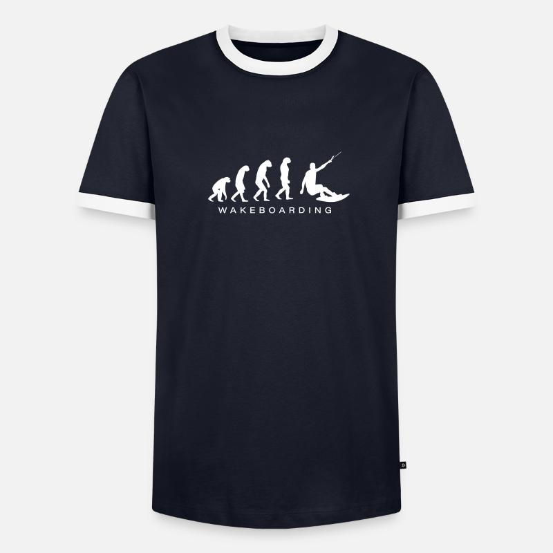 Wakeboarding Evolution Motif - Men's Ringer Shirt - undefined
