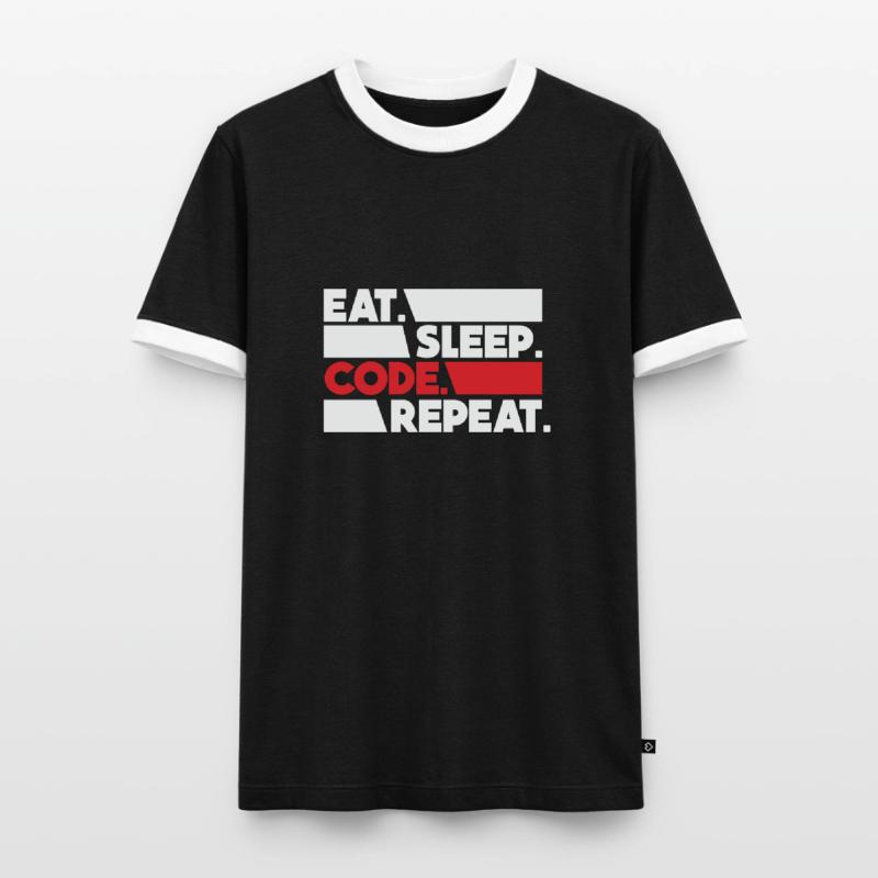 Eat Sleep Code Repeat Programmeur Devloper T-shirt contrasté Homme