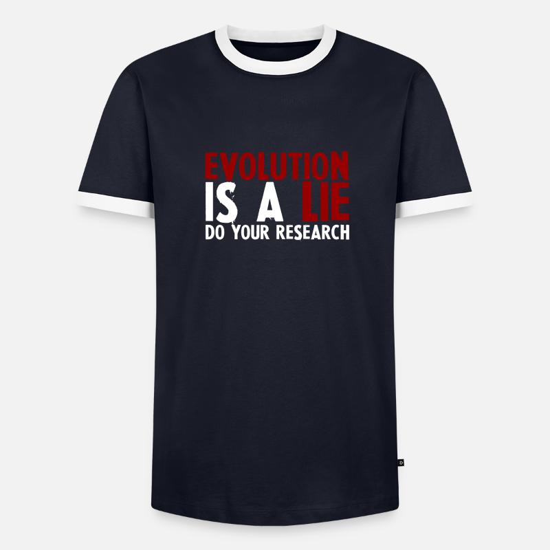 Evolution Is A Lie, Do Your Research - Men's Ringer Shirt - undefined