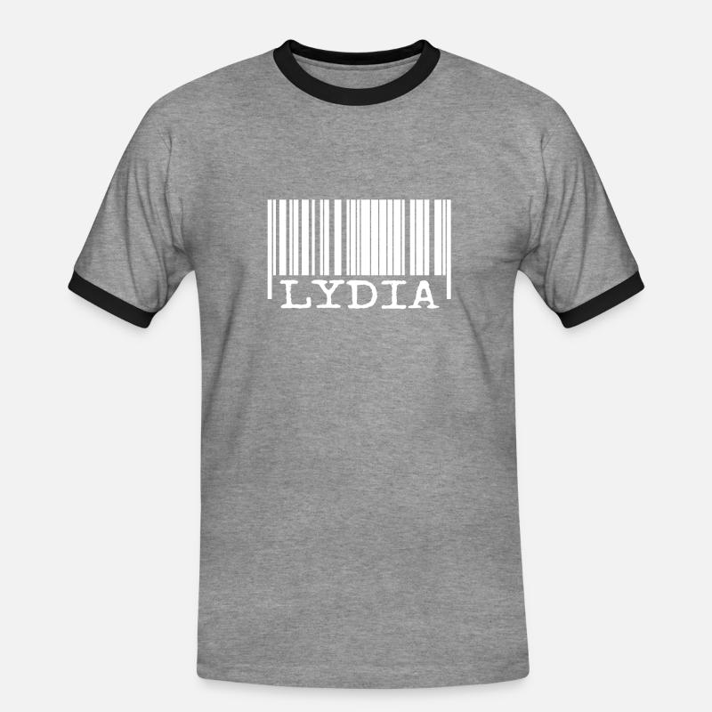 Strichcode Lydia - Männer Kontrast-T-Shirt - Grau meliert/Schwarz