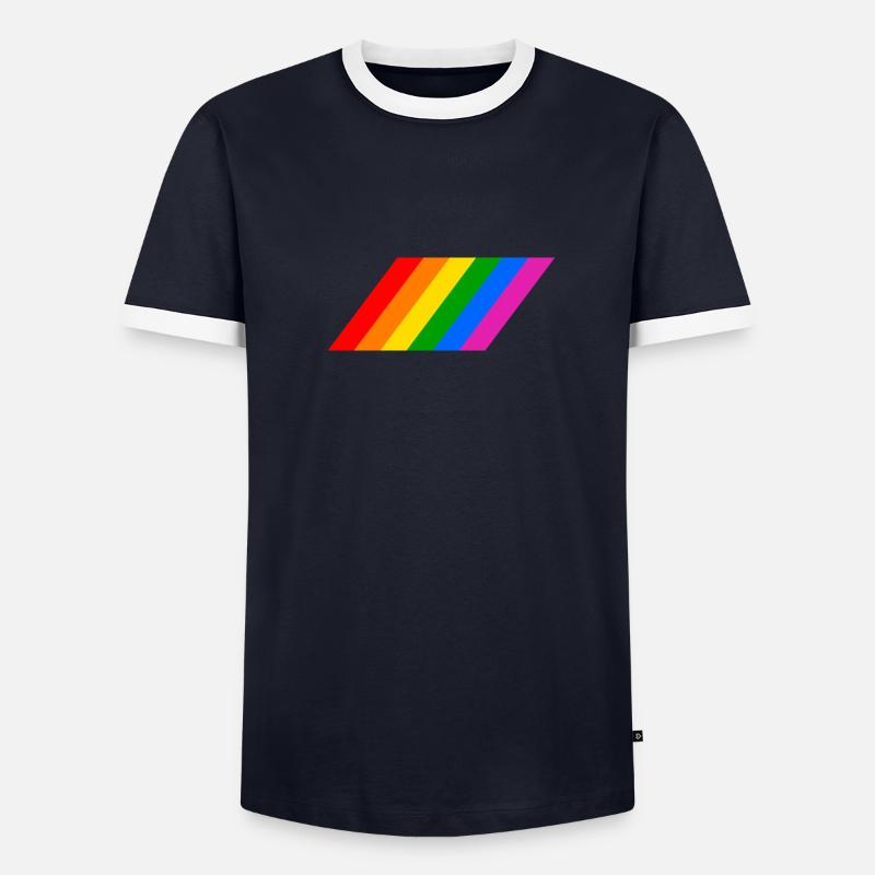 Sloping rainbow flag Men's Ringer Shirt