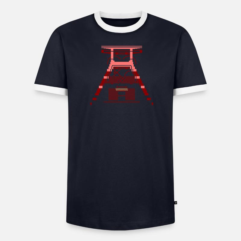 Essen, Förderturm als C64-PETSCII Männer Kontrast-T-Shirt