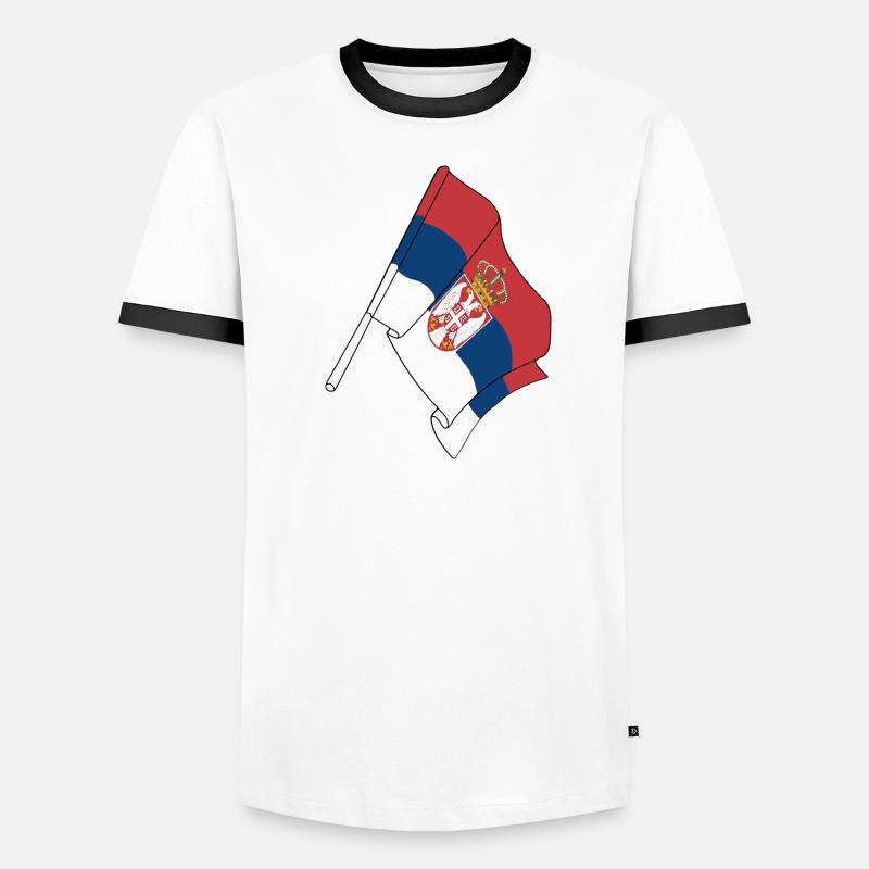 Drapeau de la Serbie T-shirt contrasté Homme