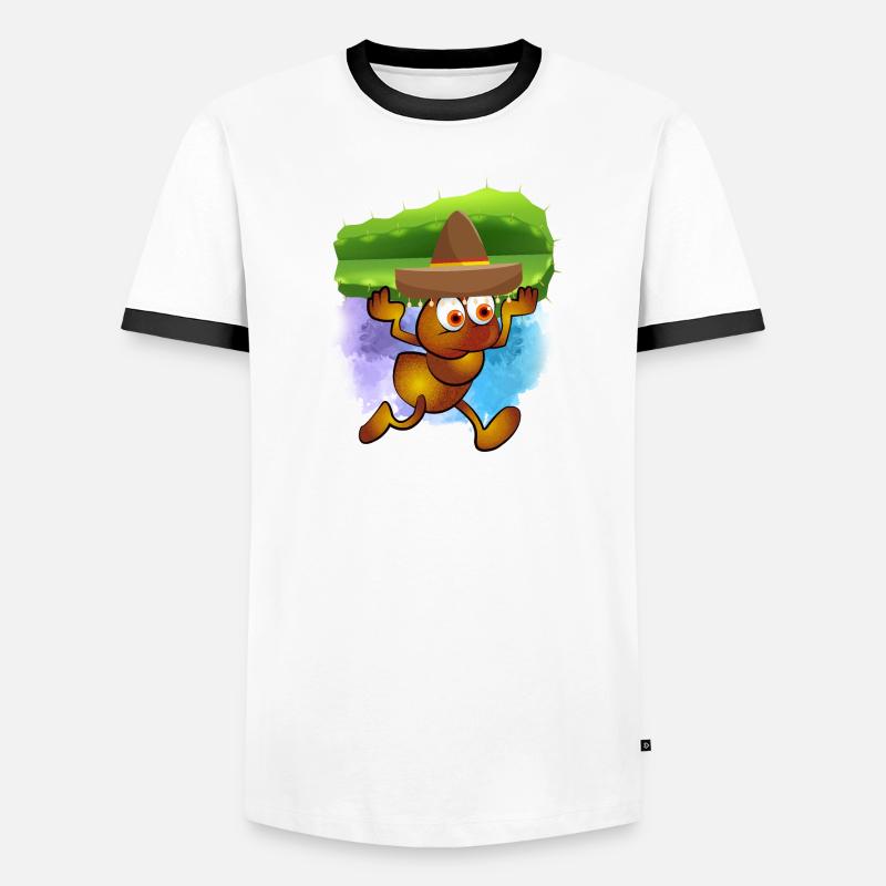 Fourmi brune avec charro et captus T-shirt contrasté Homme
