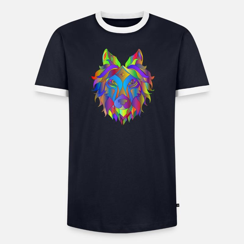Wolf Männer Kontrast-T-Shirt