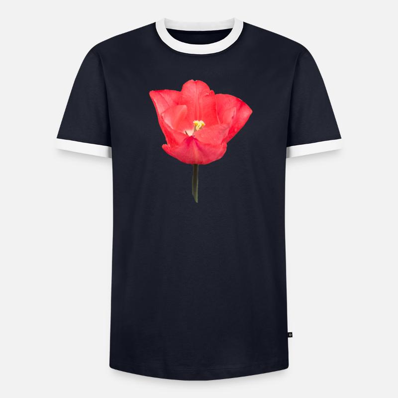 Fleur de tulipe rouge T-shirt contrasté Homme