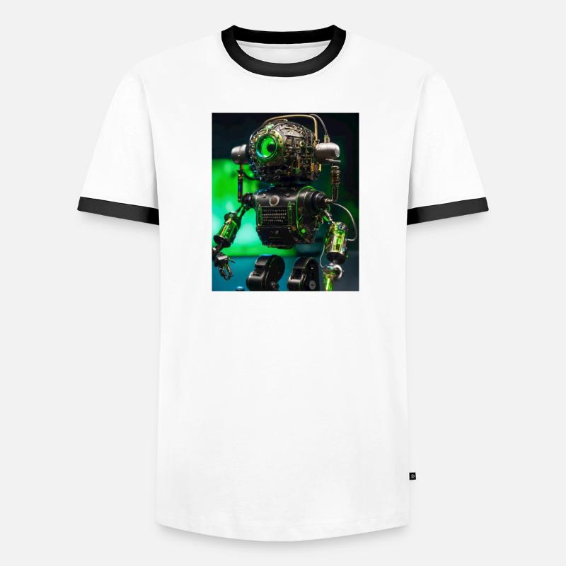 Digitale Kunst eines Roboter-Mikrofons Männer Kontrast-T-Shirt