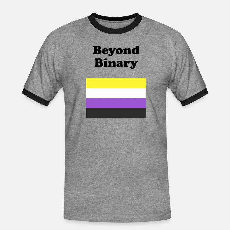 Non Binary Flag Beyond Binary - Men's Ringer Shirt - heather grey/black