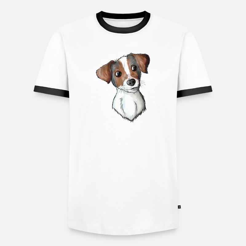 Jack Russell Pattern Männer Kontrast-T-Shirt