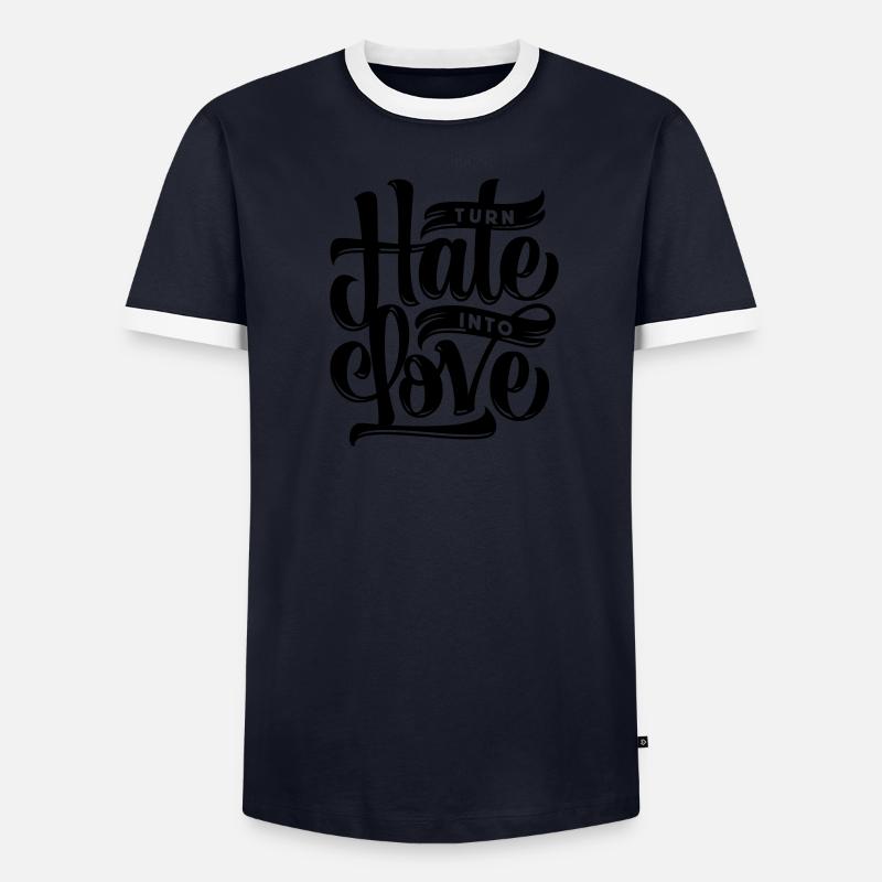 Turn Hate Into Love - Männer Kontrast-T-Shirt - undefined