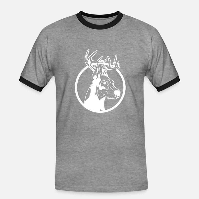 Weihnachts Dobermann - Männer Kontrast-T-Shirt - Grau meliert/Schwarz