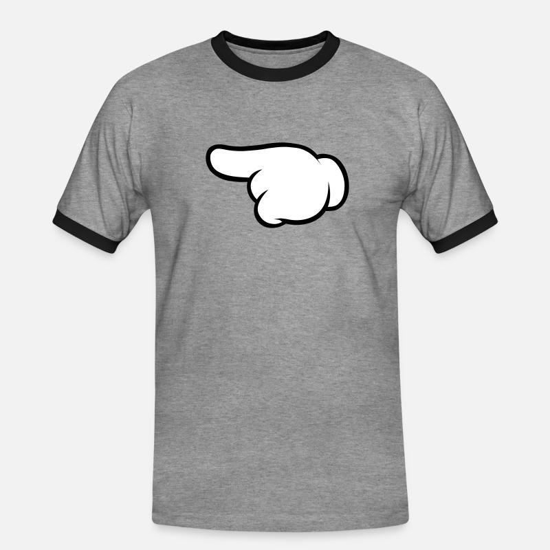 Comic Hand Pointing (Left) - Männer Kontrast-T-Shirt - Grau meliert/Schwarz