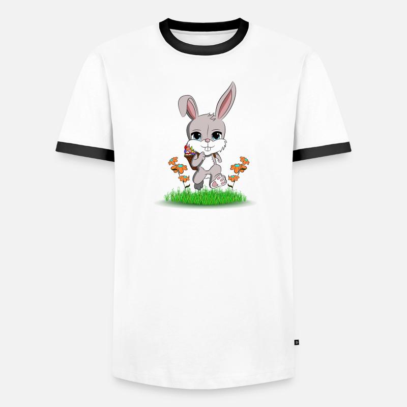 Easter bunny with Easter eggs in the basket Men's Ringer Shirt