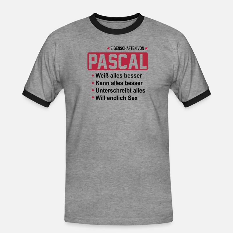 pascal - Männer Kontrast-T-Shirt - Grau meliert/Schwarz