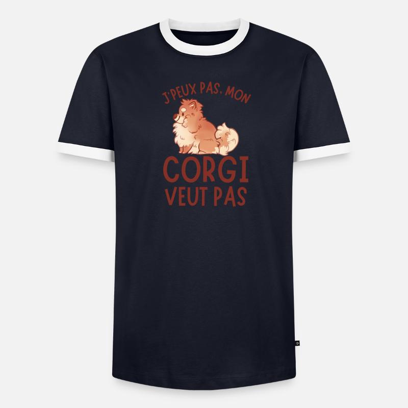 Mon corgi veut pas 2 T-shirt contrasté Homme
