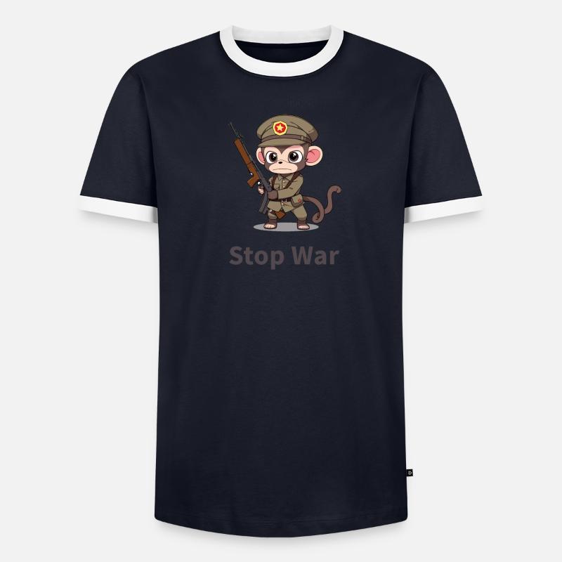 STOP WAR MONKEY Männer Kontrast-T-Shirt