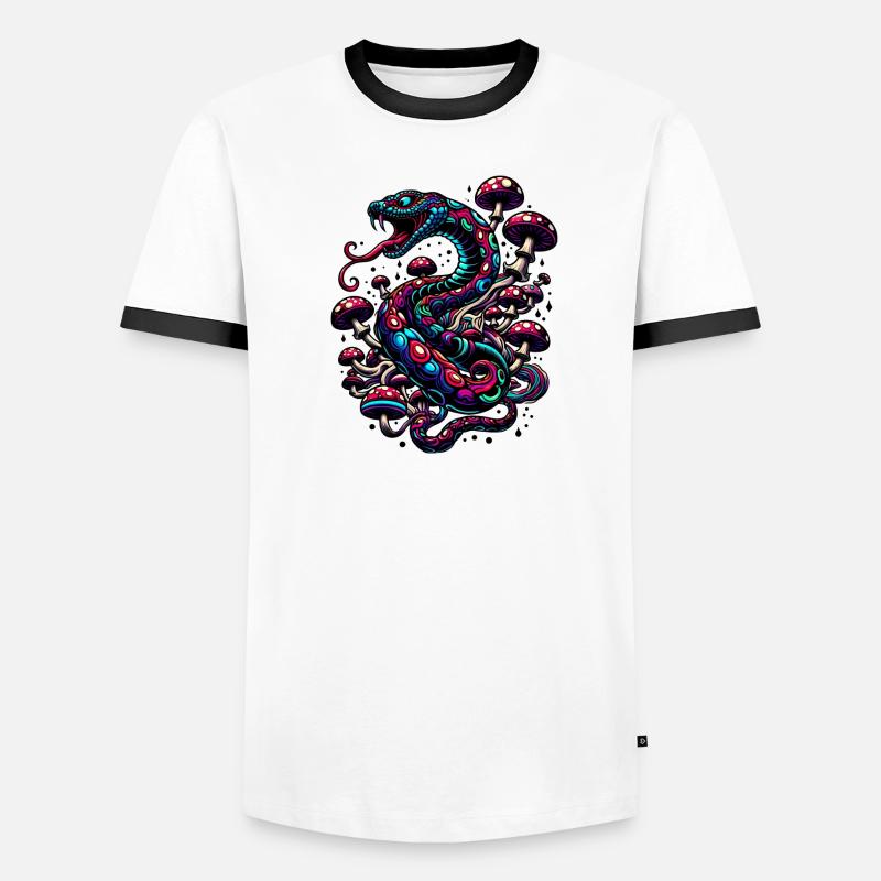 Serpent psychédélique aux champignons T-shirt contrasté Homme