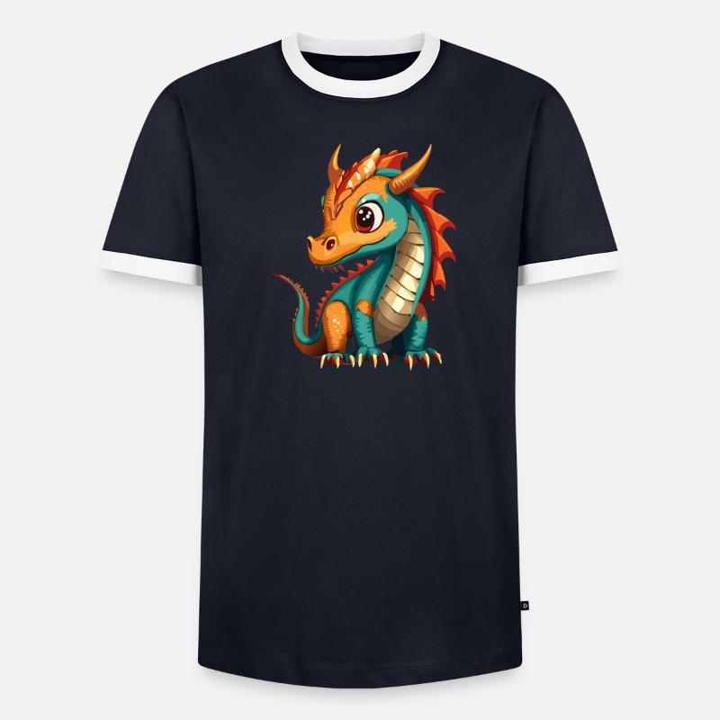 Drache Türkis Männer Kontrast-T-Shirt