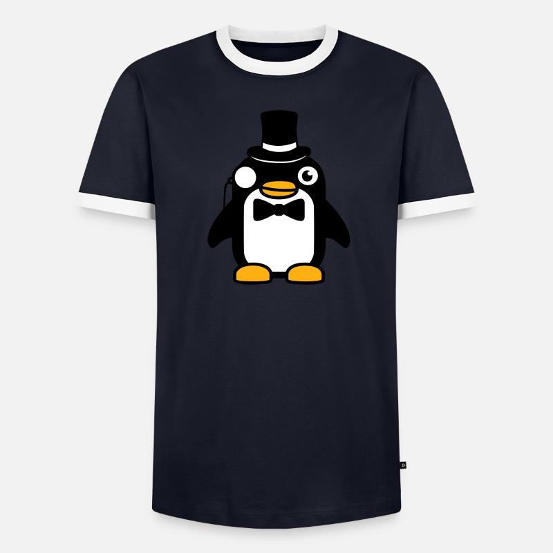 Pingouin Gentleman Sir M. Monocle Haut de Forme T-shirt contrasté Homme