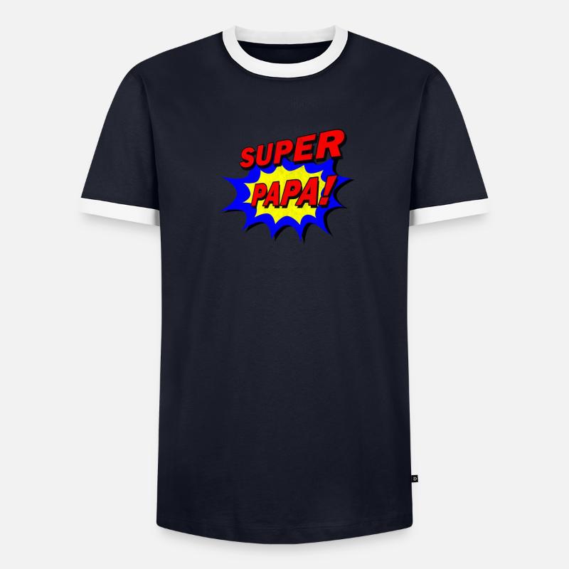 Super Papa Held Comic Vatertags Geschenk Männer Kontrast-T-Shirt