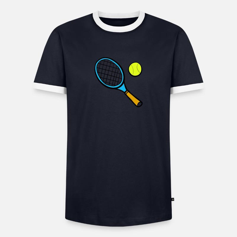 Tennisschläger Comic Männer Kontrast-T-Shirt